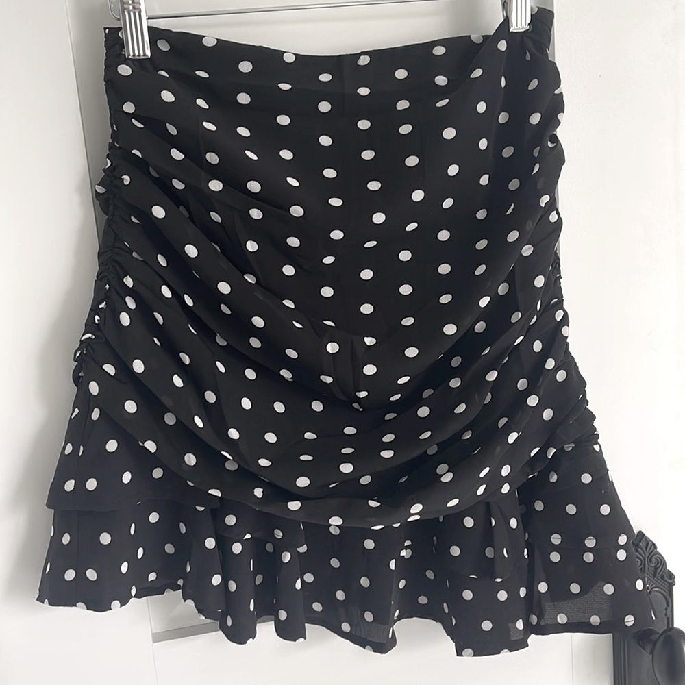 Runched Polka Dot Mini Skirt